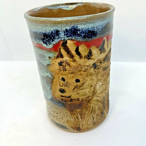Studio Pottery Grizzly Bear Glazed Coffee Mug OOAK Signed Z 