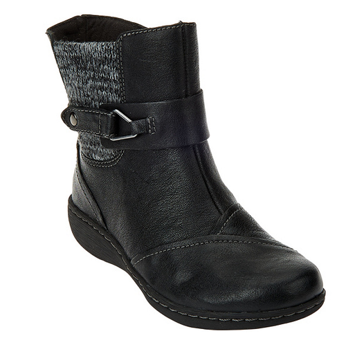 Clarks Leather Ankle Boots w/ Knit 