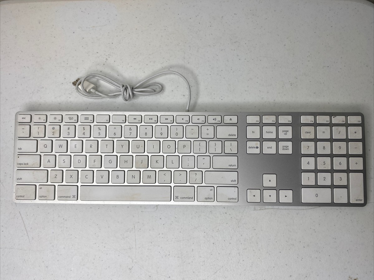Apple White Aluminum USB Wired Keyboard iMAC G3 G4 G5 eMAC A1243