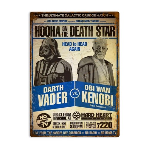 Darth Vader vs Obi Wan Vintage Metal Wall Sign Plaque Parody Star Wars Fan Gift - Picture 15 of 15