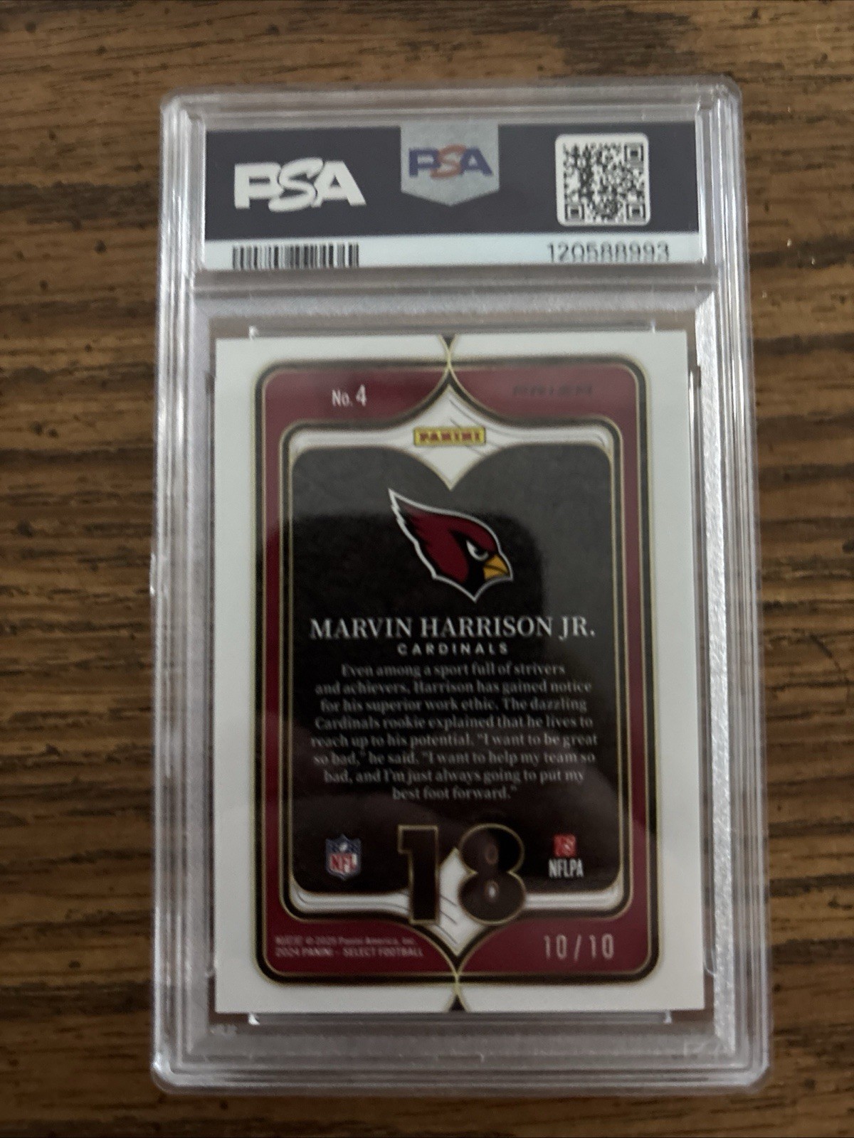 2024 Panini Select Select Numbers Marvin Harrison Jr. #4 Gold Prizm /10 (RC)