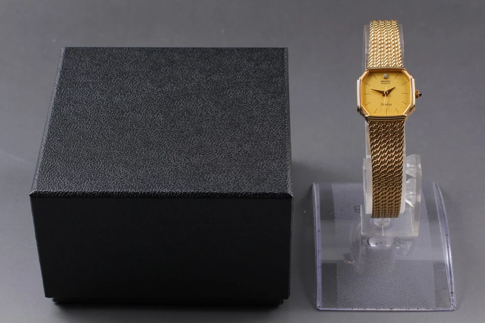 Vtg 1989 N MINT Seiko Exceline 1221-5080 Diamond Gold Quartz Womens Watch JAPAN - Image 2 of 4