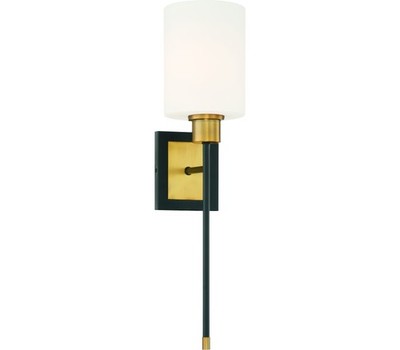 Savoy House Alvara Wall Sconce 1-Light 60 Watts Matte Black w/Warm Brass Accents