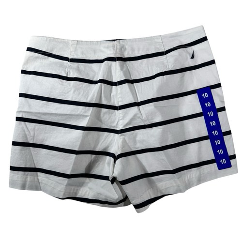 Nautica White Blue Striped Flat Front 5" Inseam Bermuda Shorts Women's Size 10 - Picture 2 of 24