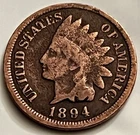 1894 Indian Head Cent Lower Mintage Semi-Key Rough Surfaces Filler BN1316