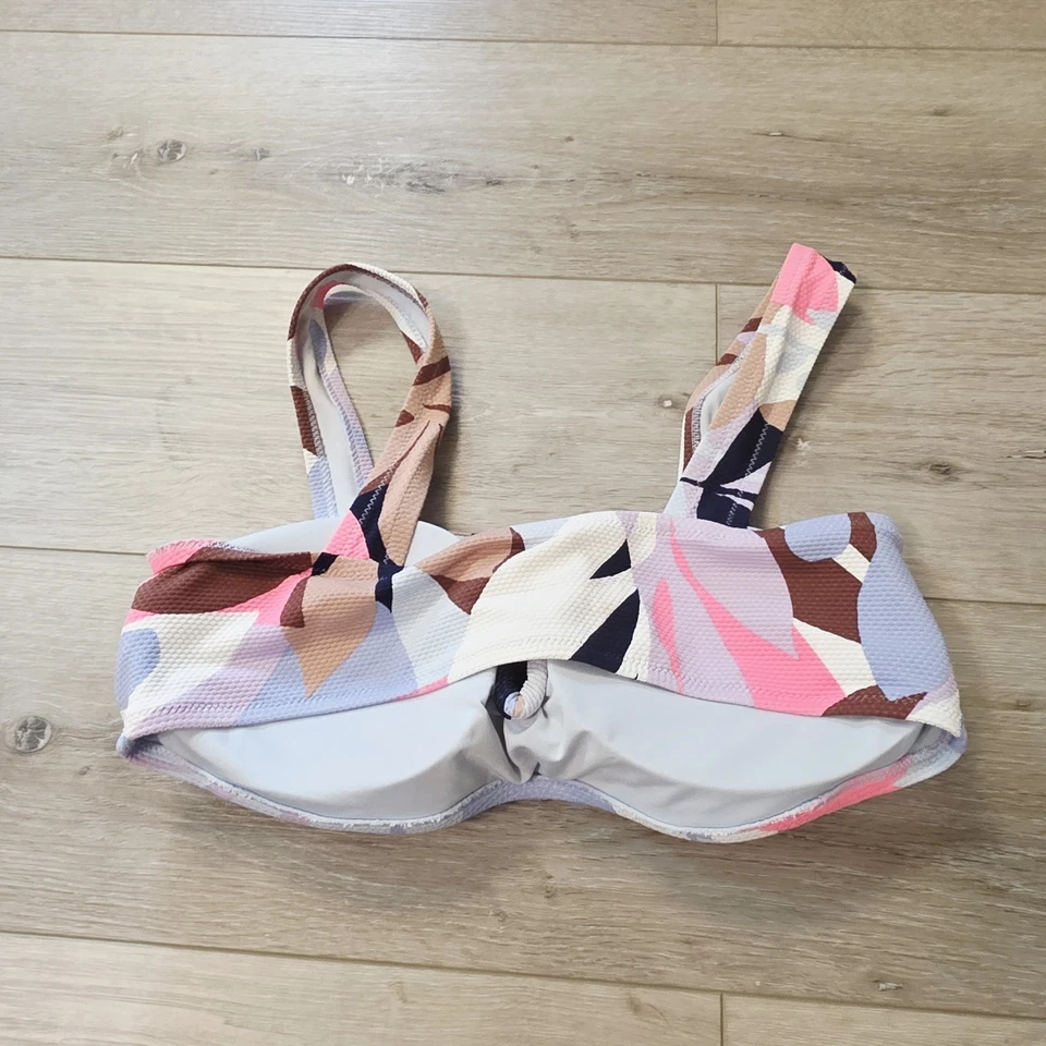 Womens Aerie Tropical Floral Blue Pink Brown XL Bikini Swim Top - Image 3 of 4