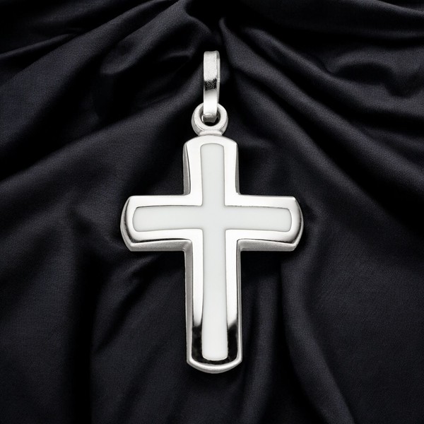 AnhäNger Kreuz 925 Silber Weiß KreuzanhäNger SilberanhäNger Silberkreuz-image