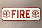 VINTAGE FIRE US FOREST SERVICE PORCELAIN GAS OIL GASOLINE PUMP STATION SIGN