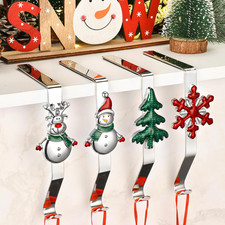 Set of 4 Weighted Christmas Stocking Holders for Mantel Fireplace Decor
