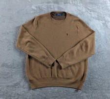 Polo Ralph Lauren Mesh Knit Sweater Mens Large Brown Crewneck Pullover READ