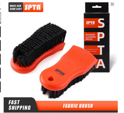 SPTA Car Interior Cleaning Brush   Orange Handle Nylon for Fabric & Tires