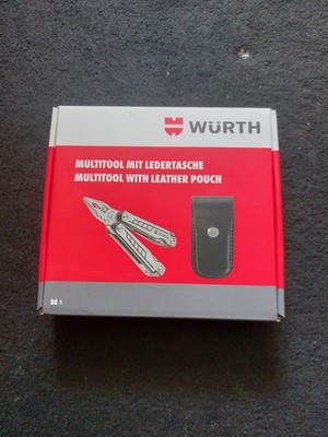 Würth multifunction tool set with a leather pouch.