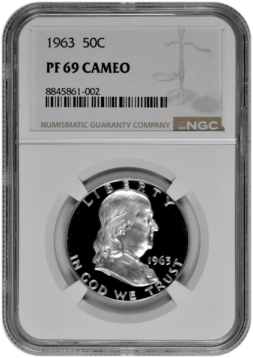 1963 アメリカ フランクリン ハーフダラー銀貨 PR69 CAMEO 鑑定済 1963 アメリカ フランクリン ハーフダラー銀貨 PR69 CAMEO 鑑定済 1963