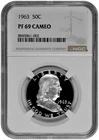 1963 50C Proof Silver Franklin Half Dollar NGC Graded PF 69 Cameo White Coin