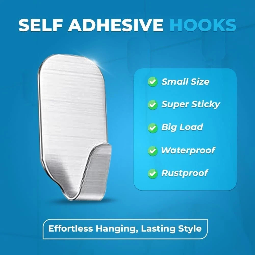 Heavy Duty Self-Adhesive Wall Hooks - Clear Plastic Stick On Hooks For Doors, Christmas, Decor