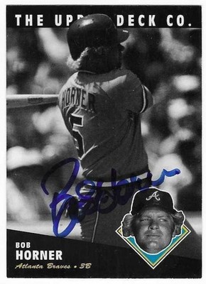 BOB HORNER 1994 UPPER DECK BAT AUTOGRAPHED SIGNED # 194 ATLANTA BRAVES