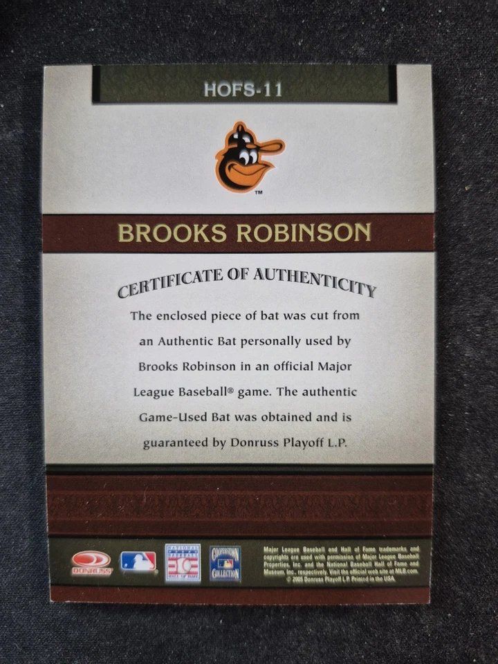 Brooks Robinson Auto 2005 Donruss Greats Salón de la Fama Souvenirs Murciélagos Firmas Foto 2 de 2