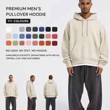 Mens pullover hoodie fleece sweatshirt plain hooded hoody jumper Top workwear