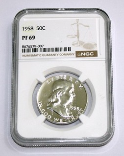 1958 Proof Franklin Half Dollar NGC PF 69 Beautiful Coin