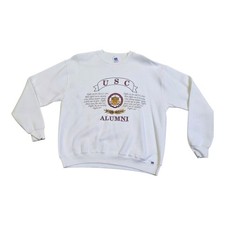Vintage Russell Athletic USC Trojans Alumni Sweatshirt White Made USA Size L A27