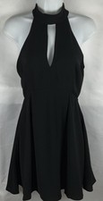 Illa Illa Women’s Small Black Mock Neck Halter Fit & Flare Mini Dress Cutouts