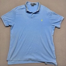 Polo Ralph Lauren Men  s Size XL Custom Fit Light Blue Yellow Pony Polo