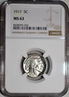 NGC MS-63 1917-P Buffalo Nickel, Razor-Sharp, Blazing specimen.