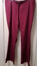 Cherokee Workwear Drawstring Wine Authentic Originals L Scrub Bottoms 3 Pockets