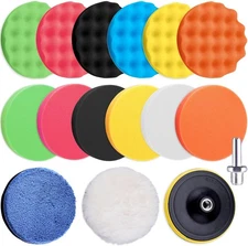 SIQUK 16 Pieces Buffing Pads 5 Inch Car Polishing Pad Kit Foam Polish 5 