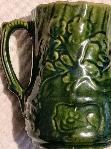 Majolica Brush McCoy Pottery Pitcher Green Farmhouse Antique