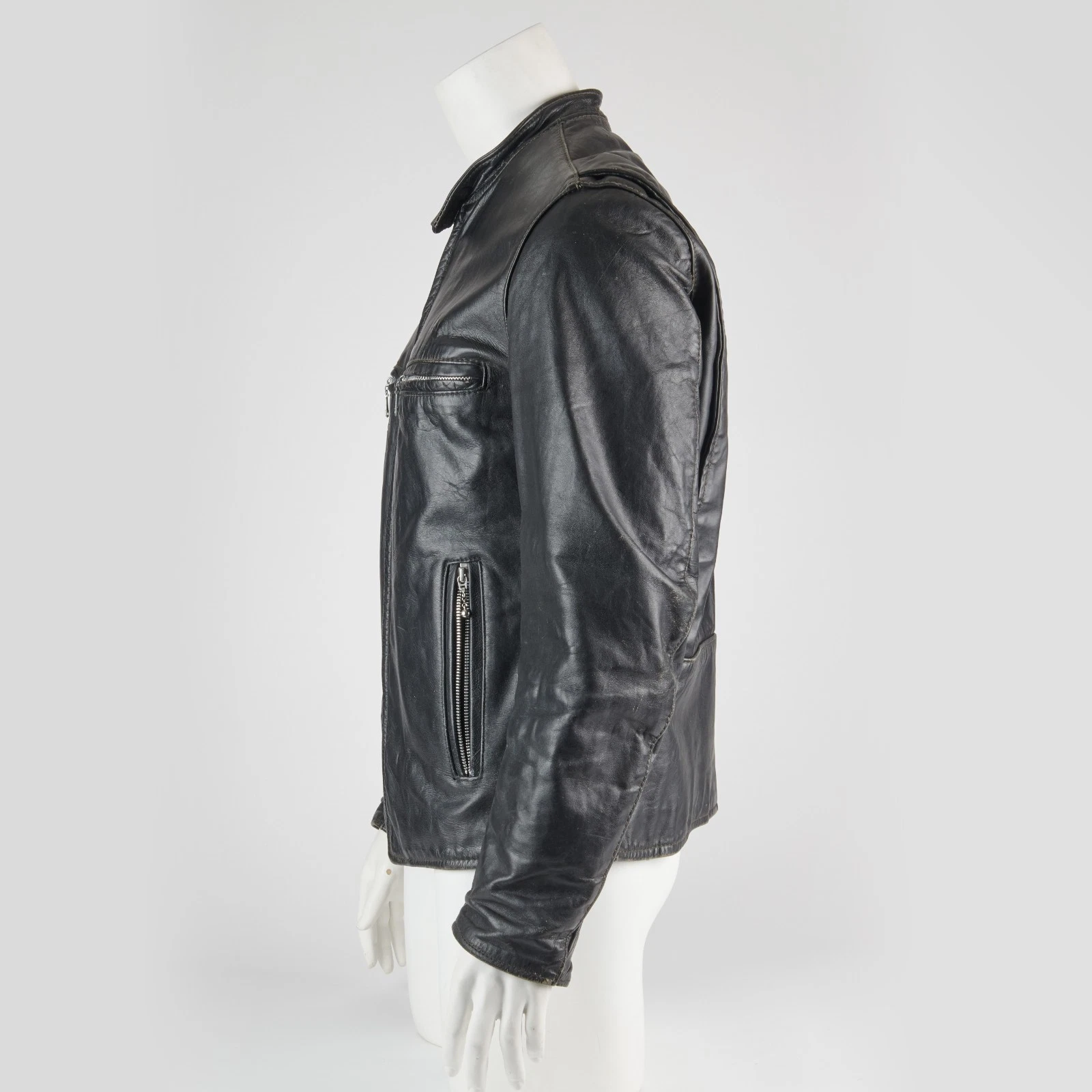 Brooks Vintage 1960s Men's Gold Label Blk Cafe Racer Moto Jacket Sz 42 MODDED!!! image 7