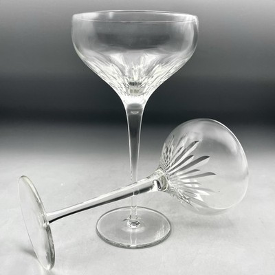 Vintage Lotus Cut Tall Champagne Coupes Champagne Toast