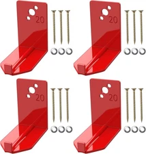 4 Pack Fire Extinguisher Mounts & Brackets, Wall Hook Red 