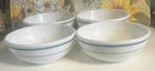 4 Vintage Pyrex Tableware By Corning/Decor Turquoise Stripe Bowls