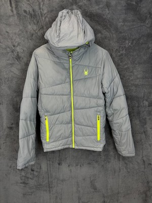 Spyder Jacke Herren klein grau Nexus Puffer isoliert Outdoor Wandern Walking Kapuze