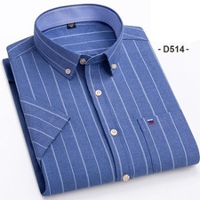 Mens Dress Oxford Shirts Formal Business Short Sleeves Cotton Casual Shirts Top