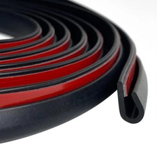 Rubber Edge Trim Black, U Channel Rubber Seal Strip with Self-Adhesive Tape, Met