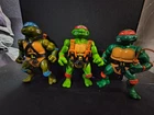 Vintage 1988 TMNT 3 Action Figure Lot includes Leo, Mikey and Raph