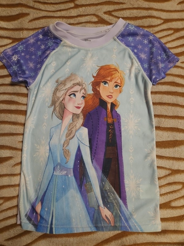 Disney Frozen 2 Girls Short Sleeve Purple Swimshirt Swimwear One Piece Size 6