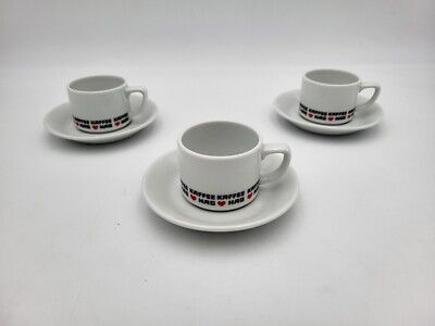 Neuw.# Kaffee Hag #Set 3x Tasse +Untertasse # Schönwald Porzellan # 60er Vintage