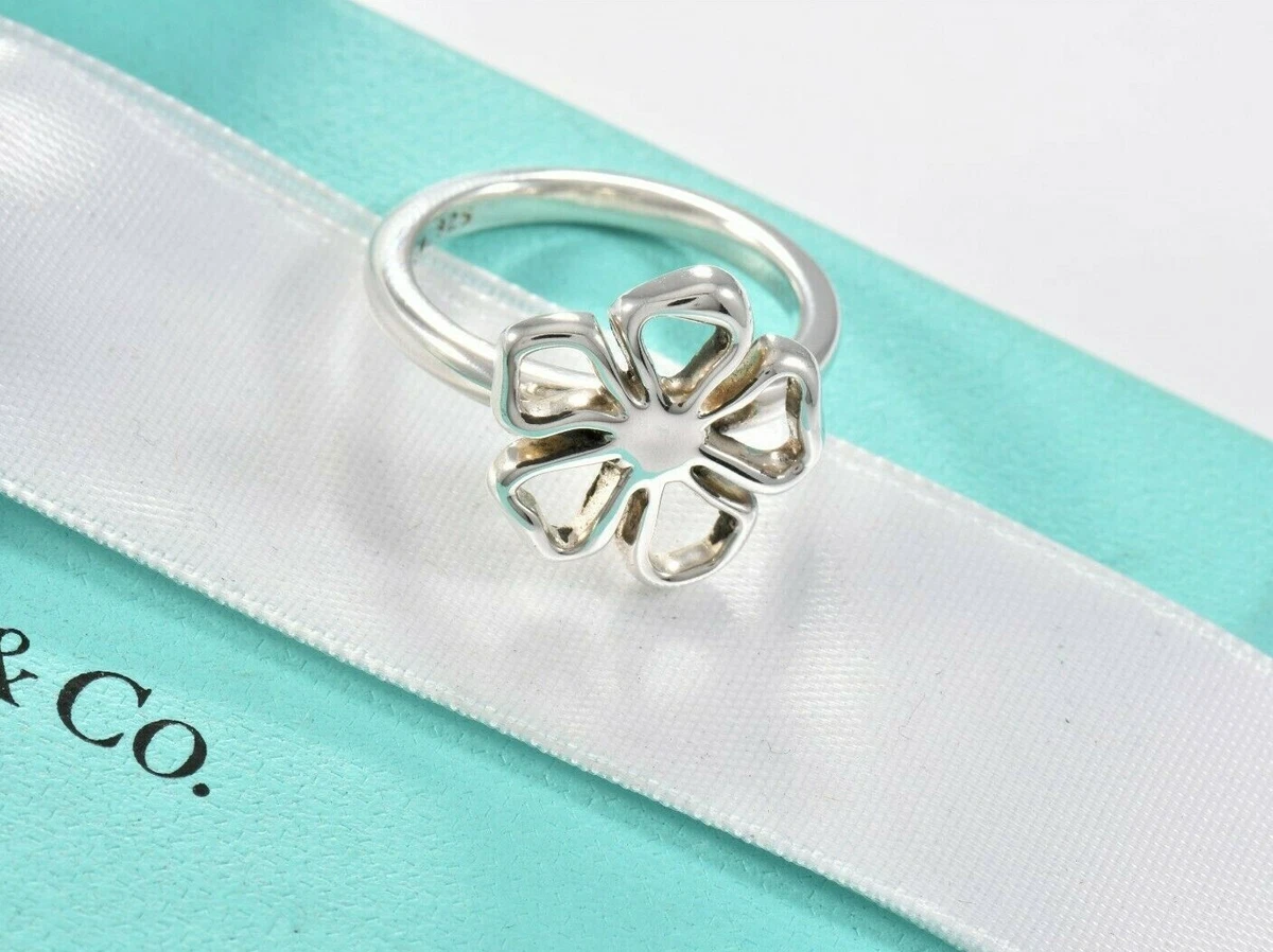 Tiffany flower ring silver deals