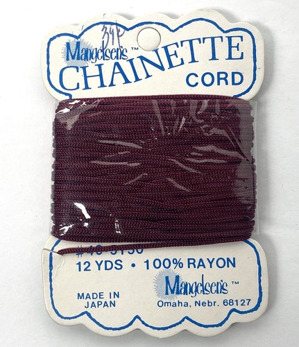 Mangelsen's Chainette Cord Lot Of 4 MAROON RED 12 Yards 100% Rayon Japan VTG - Picture 2 of 5