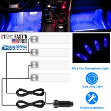 Blue Light Car Decorative Lights Charge 4 Led Interior Floor Decoration Lamp 12v