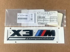 BMW Genuine F97 X3 M Competition Rear Trunk Emblem Lettering Decal Badge NEW