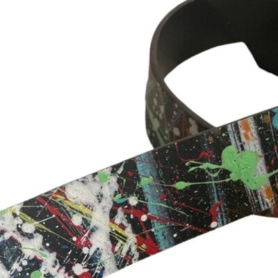 Handmade Color Splash Leather Black Belt Silver Tone  display picture 1