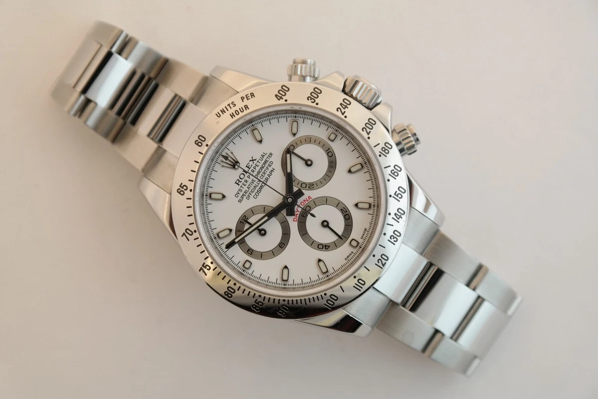 116520 White APH Dial Chronograph Stainless Steel Clasp eBay