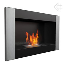 Bio Ethanol Kamin GOLF Edelstahl gebürstet & schwarz VERTICAL Wandkamin