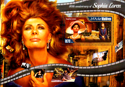 MNH Schmuck Block Sophia Loren Italien Schauspieler Hollywood Star Kino Film/240 - 第 1/1 張圖片