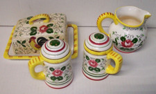 Vintage Early Provincial PY Rooster & Roses Salt Pepper Creamer Butter Dish
