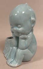 Kewpie Doll Planter, Blue, Ceramic